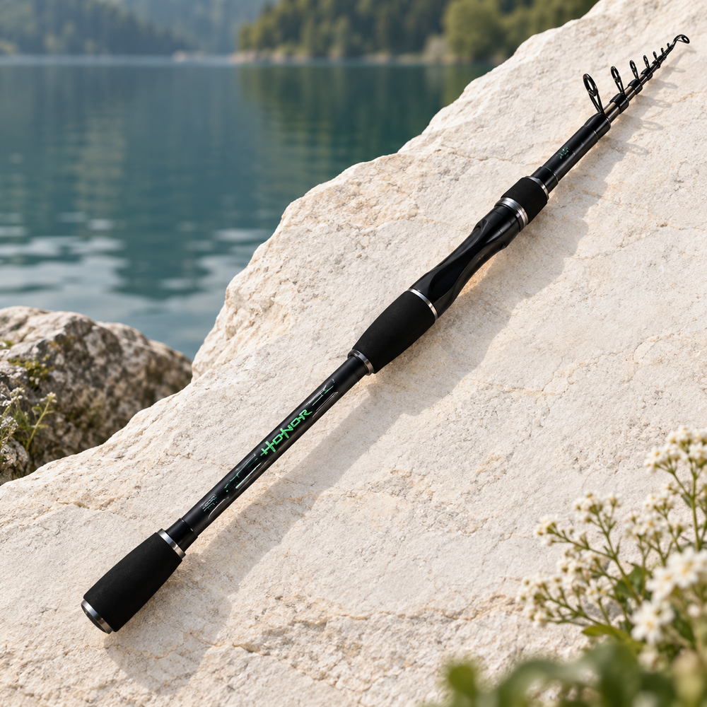Canne Spinning Télescopique "Perche" Carbone 24T 2,1 à 2,7 m – Idéale Voyage & Leurres