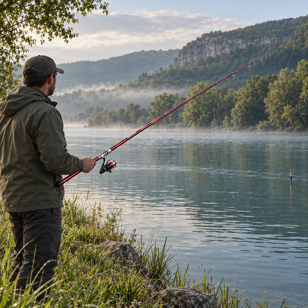 Canne Bolognaise "Rhône" en Carbone T800 – Idéale Pêche au Flotteur en Rivière
